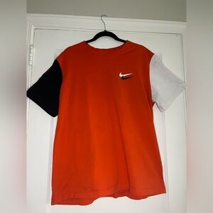 Nike Orange Short-Sleeve Colorblock Tee with Black and White Sleeves